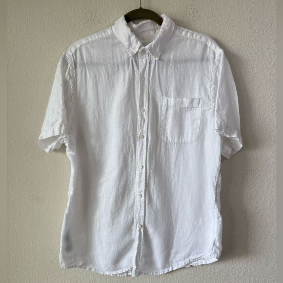 Porter & Ash 100% Linen White Short Sleeve Shirt Men’s  XL Preppy Beach Coastal - Picture 1 of 6